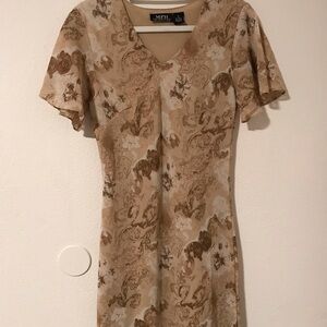 90s Beige Paisley Maxi Dress